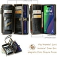 thumbnail image 3 of for iPhone 15 Wallet Case, for iPhone 15 Case Wallet for Women Men, Vintage PU Leather Magnetic Bukckle Flip Closure Wrist Strap Zipper Card Holder Phone Cases for iPhone 15, Luxury Coffee, 3 of 11