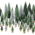 thumbnail image 2 of 30Pcs Mini Christmas Tree Decor, Artificial Christmas Tree 5 Sizes,Mini Sisal Snow Frost Trees with Wooden Base for Christmas Decor Christmas Party Home Table Craft Decorations (A-Green/Silver), 2 of 6