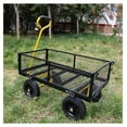 thumbnail image 5 of Garden Cart with Solid Wheels - Heavy Duty Utility Wagon for Yard, Farm & Home - Black & Yellow Tool Cart - Firewood, Debris & Fertilizer Transport, 5 of 9