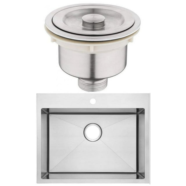 American Imaginations 25-in. W Above Counter Brushed Nickel Laundry Sink Set For 1 Hole Center Faucet - Strainer Included AI-29414
