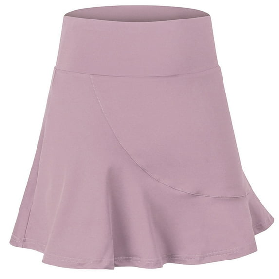 IROINNID Women's Loose Fake Two-piece Anti-peeping Quick-drying Running Fitness Skirt Short Empire Waist Short Solid Color Skirt