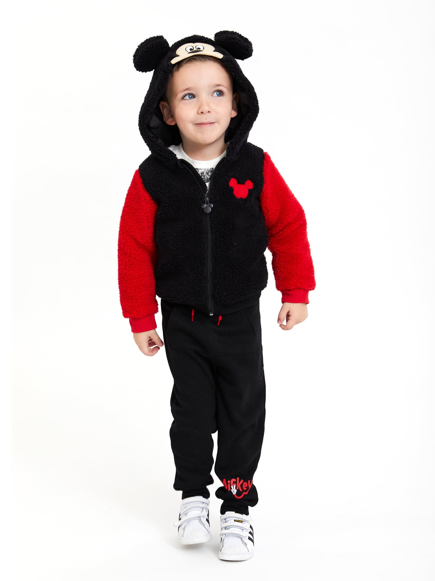 Mickey Mouse Toddler Cosplay Faux Sherpa Hoodie, 12M-5T