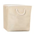 thumbnail image 1 of Cesta de almacenamiento de tela, cesta de lavandería de tela de algodón plegable dura EVA con asa para almacenamiento de aperitivos de juguetes, color beige, 1 of 12