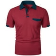 thumbnail image 2 of ZRGHAOYLQ Color Block Henley Shirts for Men Short Sleeve Button Up Shirt Tops Plus Size Big and Tall Tshirts Loose Collared T Shirts with Pockets, 2 of 4