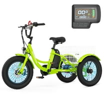 MOONCOOL Electric Tricycle for Kids ,16"x3" 3 Wheel 250W 10.4Ah Etrike W/ LED headlight & Rear Basket & horn bell & DIY stickers，6/9/12.5 MPH,UL2849
