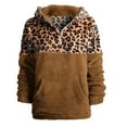 thumbnail image 6 of Shadoumai Leopard Print Hoodie For Women 1/4 Zipper Collar Top Double Sided Fleece Warm Jacket With Pockets Plus Size Clothes, 6 of 9
