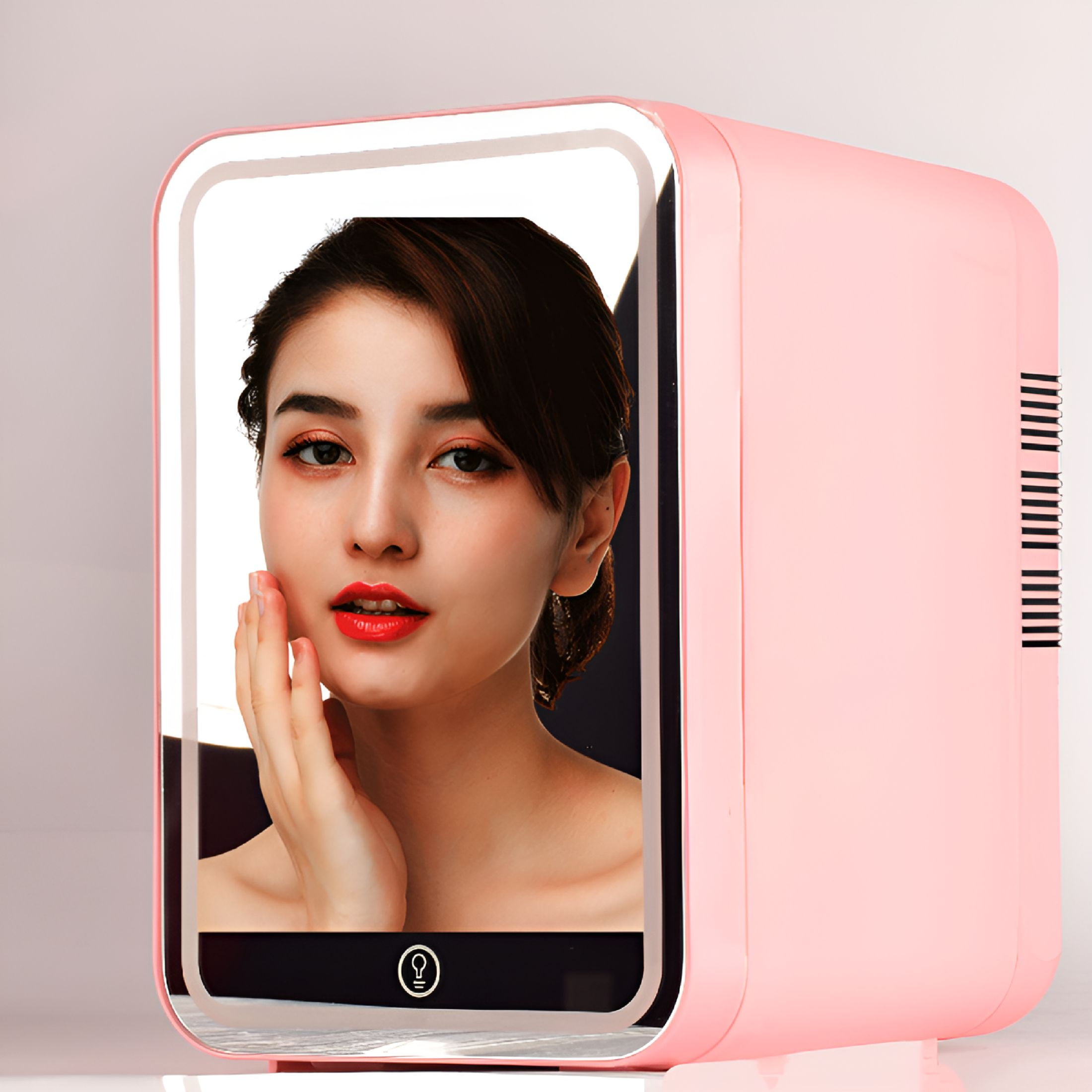HIBIBUD Portable 4L Skincare Fridge,Three Adjustable Lighting,Mini Fridge Cooler and Warmer,Portable Fridge for Makeup,Skincare,Snacks,Bedroom Vanity (Pink)