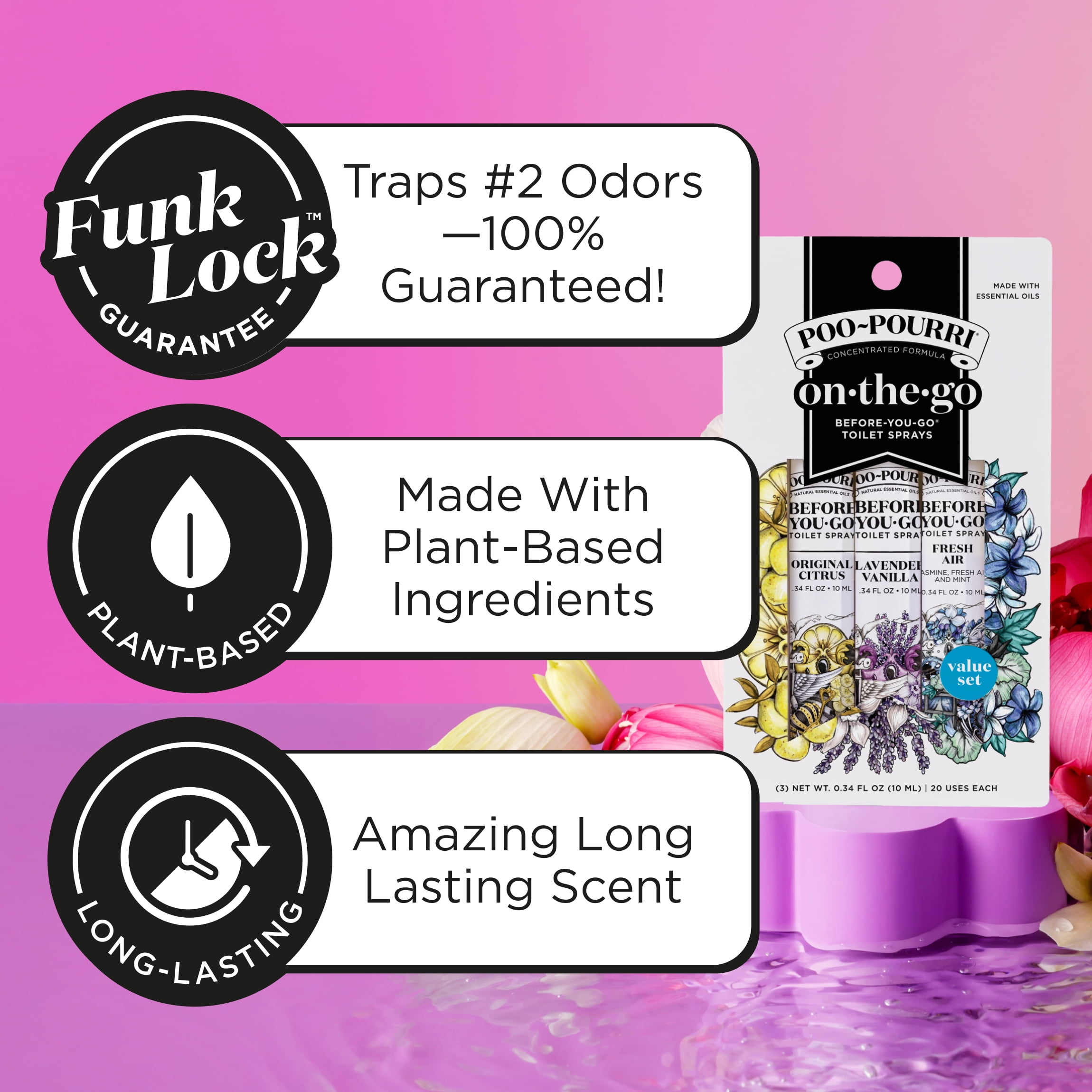 Poo-Pourri Before-You-Go Toilet Spray, On-The-Go, Travel Size Variety 10 mL - Original Citrus, Lavender Vanilla and Fresh Air