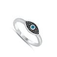 thumbnail image 4 of Blue Simulated Opal Oxidized All Seeing Eye Ring .925 Sterling Silver Band CZ Female Size 9, 4 of 4
