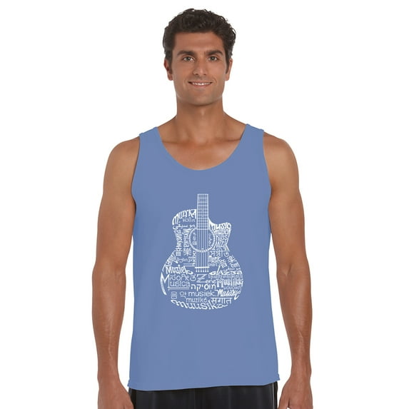 LA Pop Art Men's Word Art Tank Top - Languages Guitar