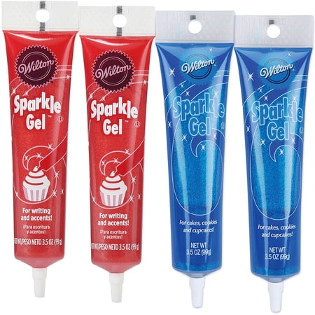 Wilton Sparkle Gel Set, Blue and Red, 3.5oz (4-Count)