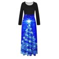 thumbnail image 4 of Vestidos Para Mujer Otoño Árbol de Navidad Estampado Manga Larga Cuello Redondo Vestido Largo Playa Casual Maxi Sundress Odeerbi ODB145567, 4 of 6