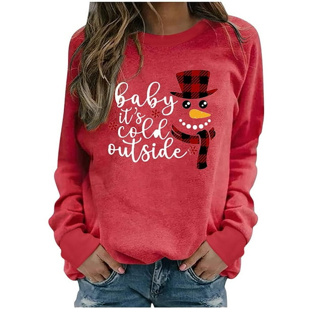 Birdeem Womens O Neck Christmas Print Long sleeved Sweatshirt Casual Blouse Pullover Tops Walmart