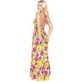 thumbnail image 2 of HAPPY BAY Women's Summer Boho Beach A-Line Maxi Smocked Evening Frill Dress Long Tube Dresses for Women S-M Pink, Floral, 2 of 4