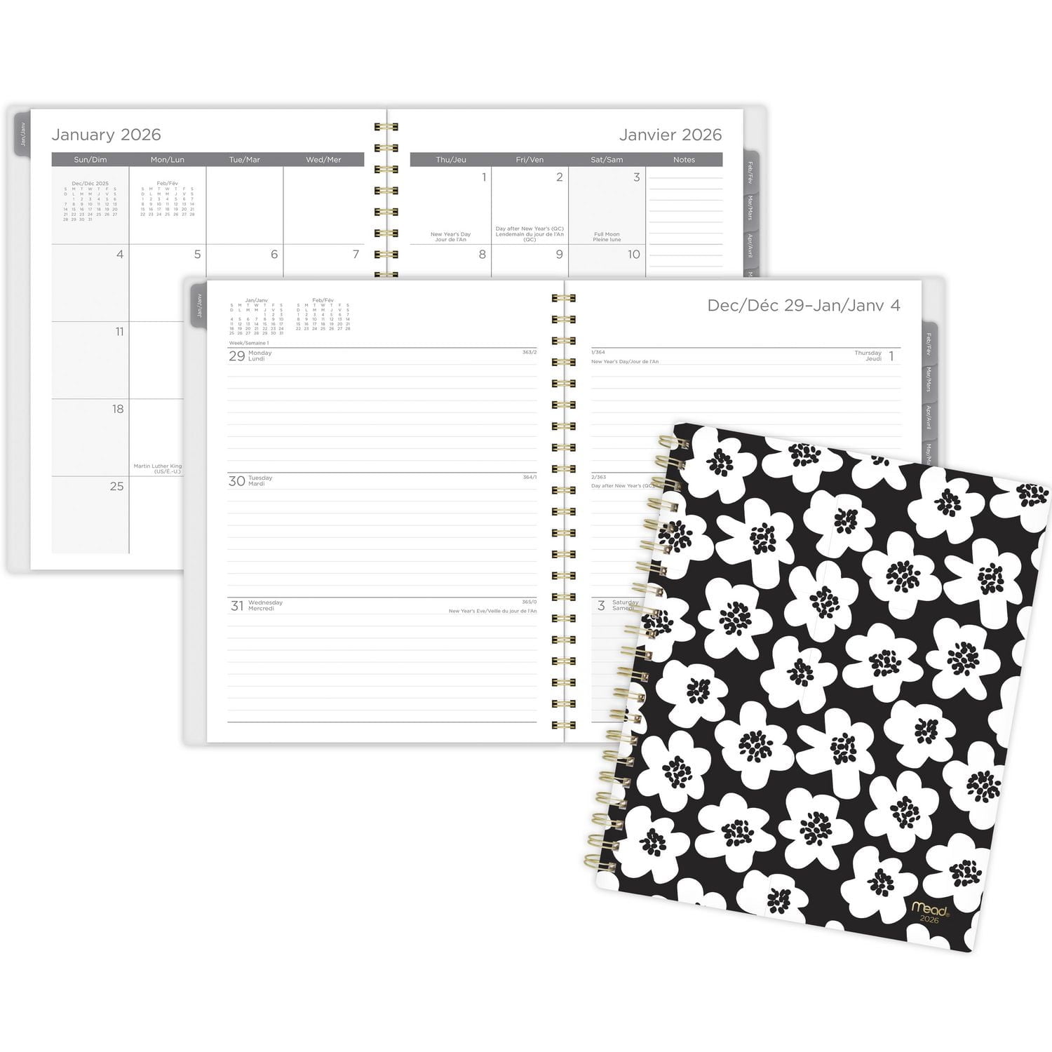 2026 Mead® B&W Buttercup Large Weekly Clear Poly Cover Planner
