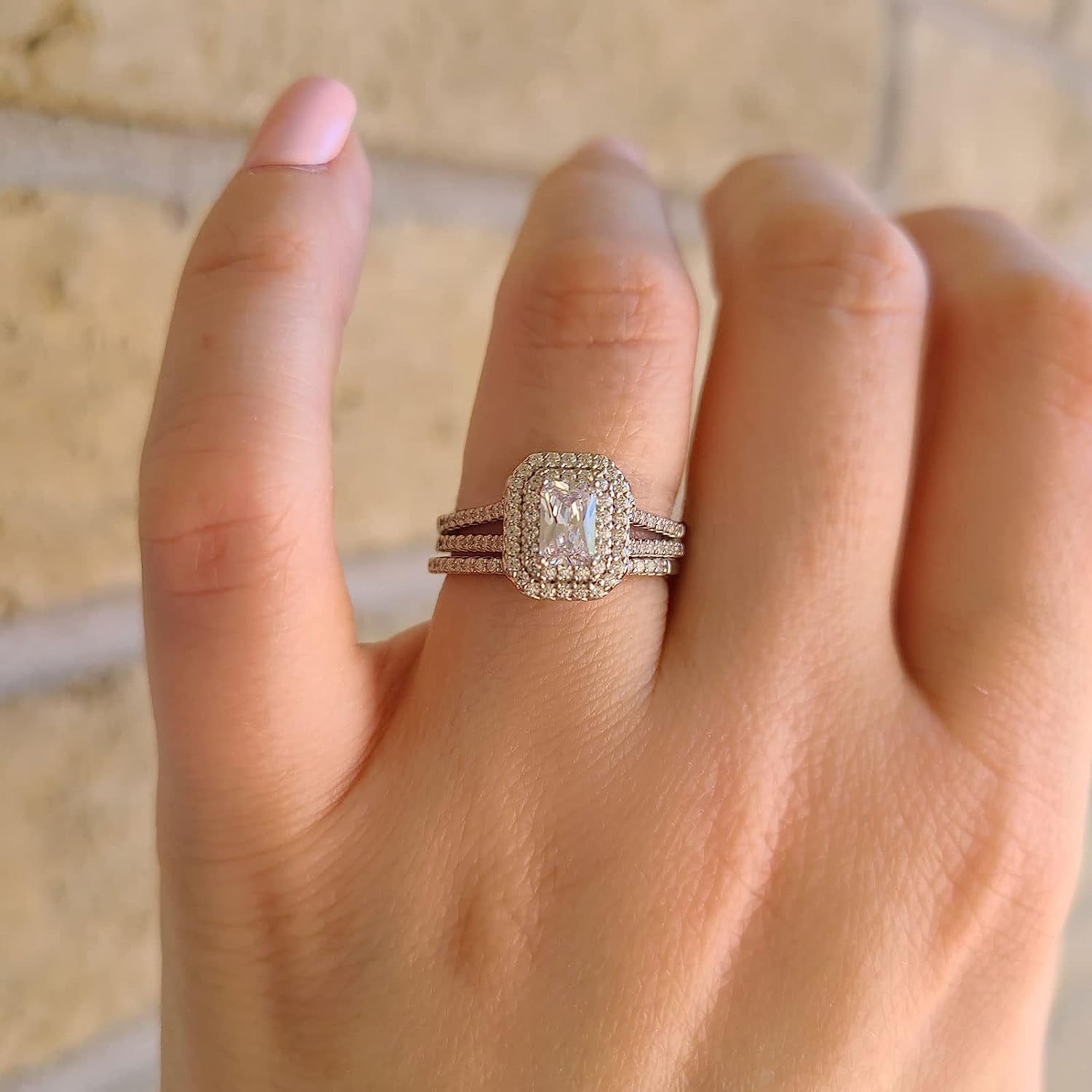 Wuziwen Pear Cut Wedding Rings For Women Bridal Sets Twisted Band 925 Sterling Silver Cz Size 5