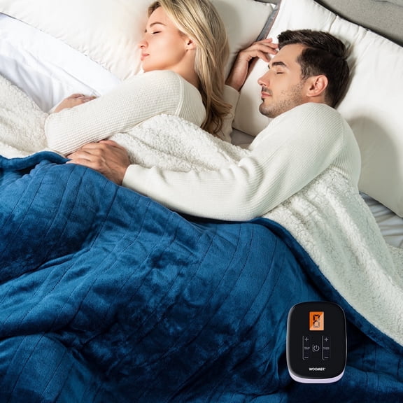 WOOMER Heated Blanket Twin Size, 62" x 84" Soft Flannel Electric Blanket with 10 Heat Levels, Fast Heating, 0.5–12H Auto Off & Overheat Protection