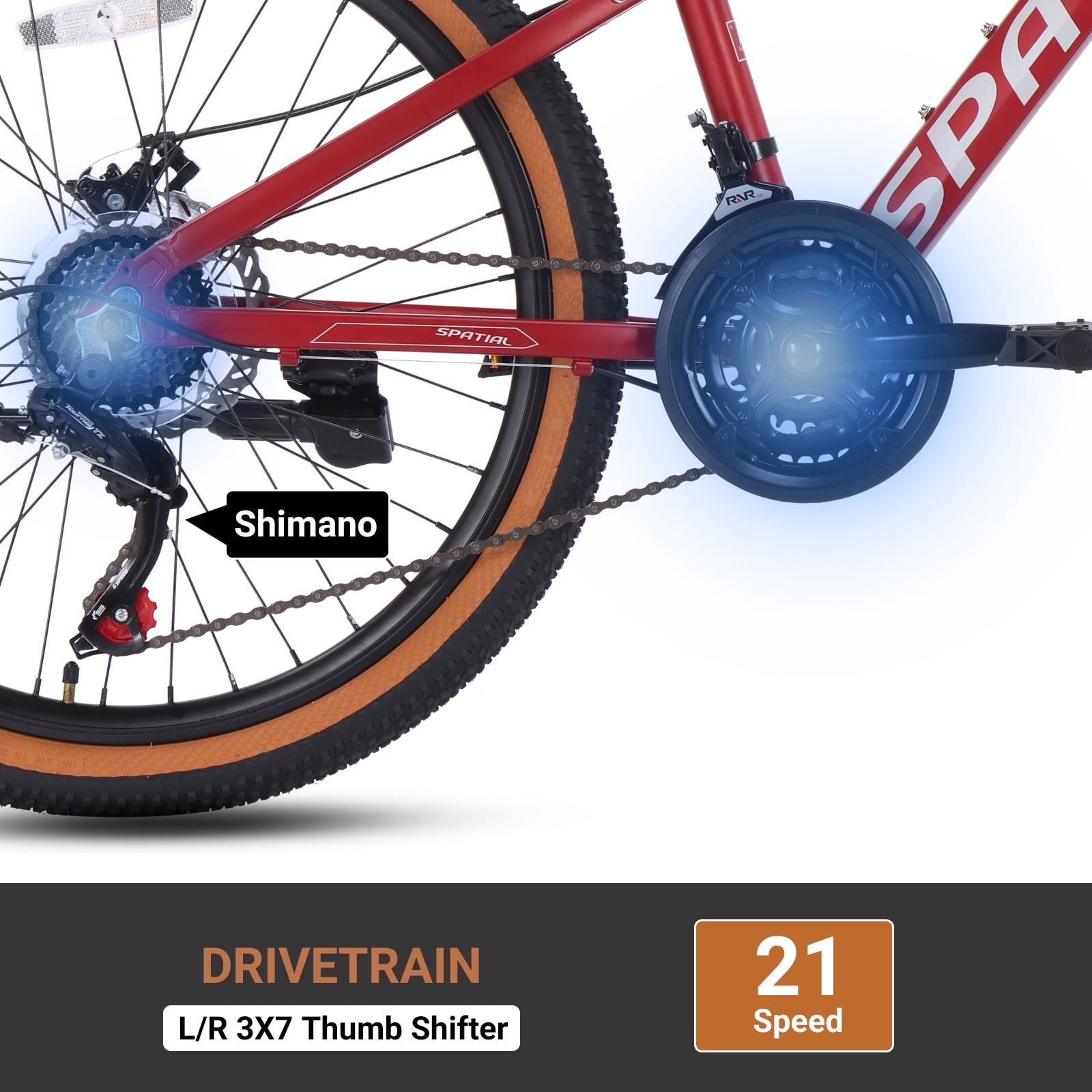 SPATIAL 26" Mountain bike,Aluminum Frame Bicycle,21 Speed Mountain Bicycles fits Men & Women