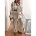 thumbnail image 6 of Women 2 Piece Outfits Sets Dressy Shirt Wide Leg Drawstring Pants Sets White M, 6 of 9