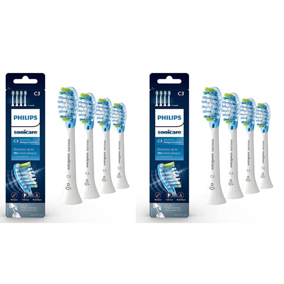 C3 Premium Plaque Control Toothbrush Heads Compatible with Philips Sonicare Electric Toothbrush,White, HX9044/65,8 Brush Heads,