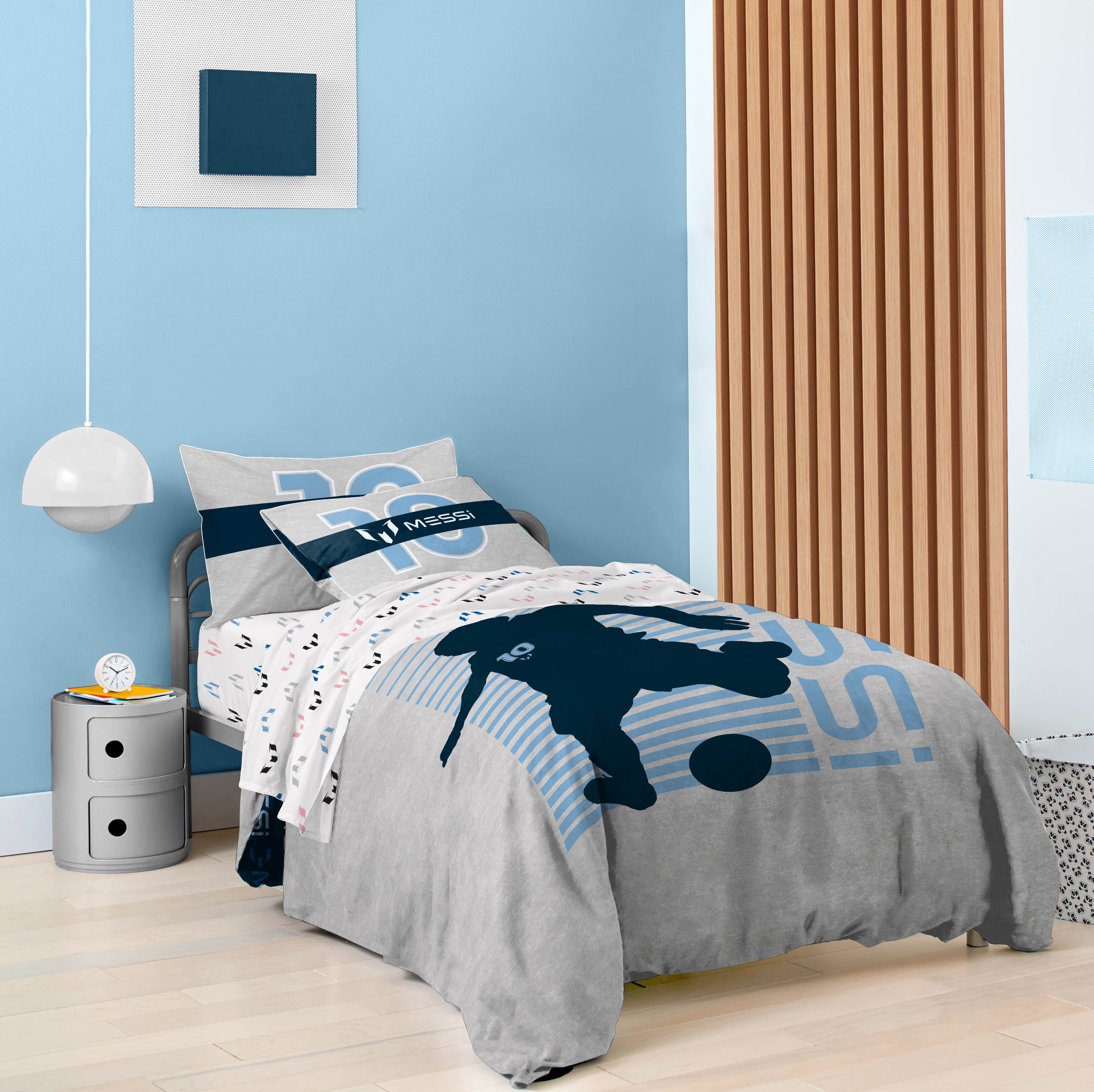 Messi Kids 2 Piece Grey Reversible Comforter and Pillowcase