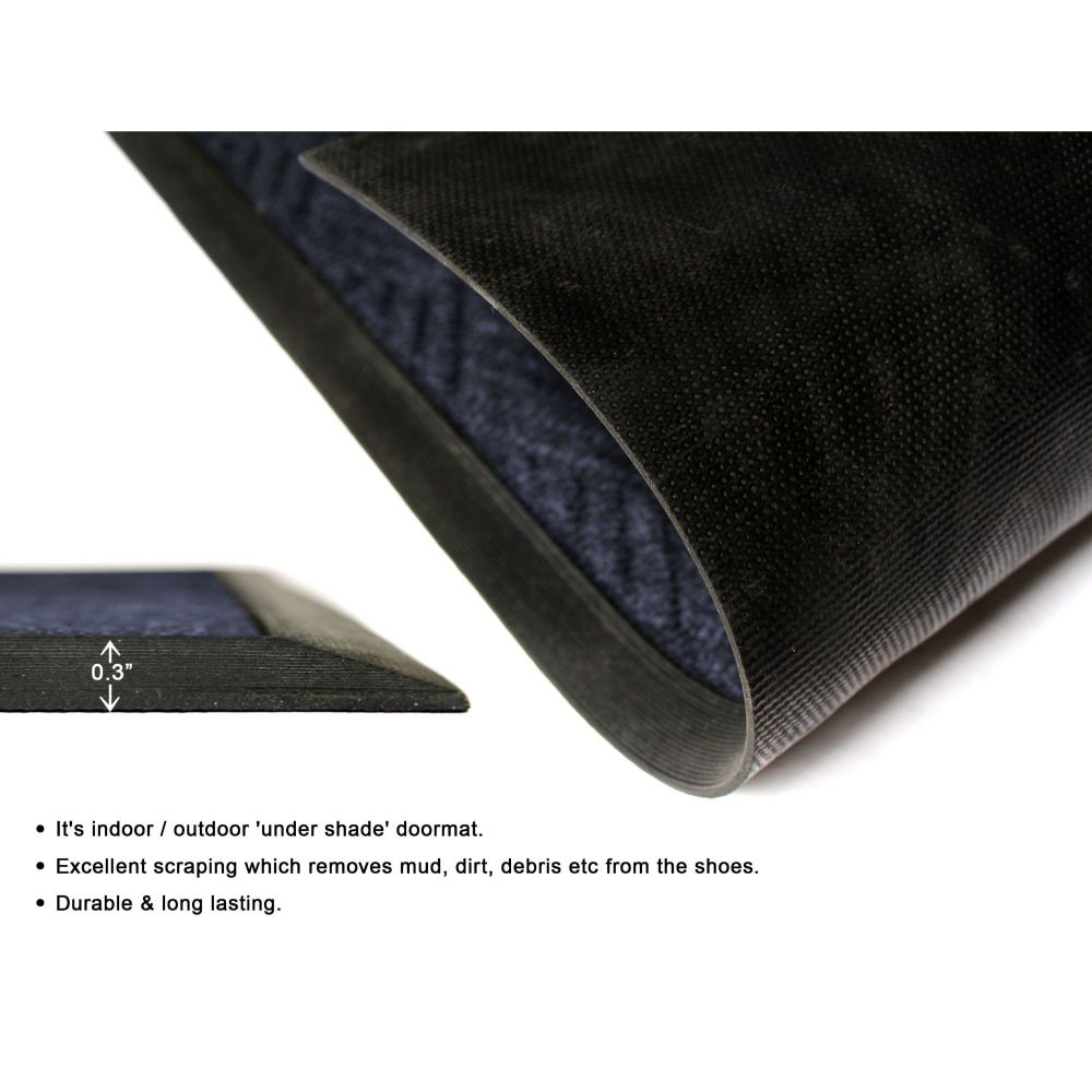 RugSmith Moulded Cobalt Rubber Poly Outdoor Doormat, 24" x 36"