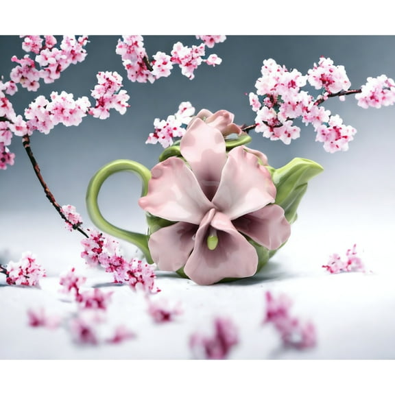 Ceramic Pink Orchid Teapot 8oz 6.375in  Mom Tea