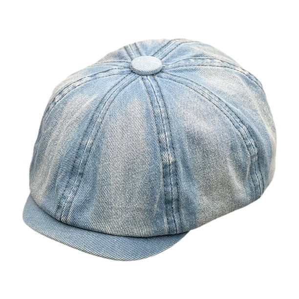 Boina para mujer, gorra de vendedor de periódicos, sombrero octogonal informal para viajes al aire libre, senderismo y viajes. Azul claro