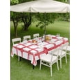 thumbnail image 3 of Red Buffalo Plaid Outdoor Tablecloth - 60x84 Inch Rectangle Dining Table Cover, Farmhouse Check Stripes Retro Geometric Waterproof Outdoor Table Cloth with Umbrella Hole & Zipper for Picnic/Patio, 3 of 7