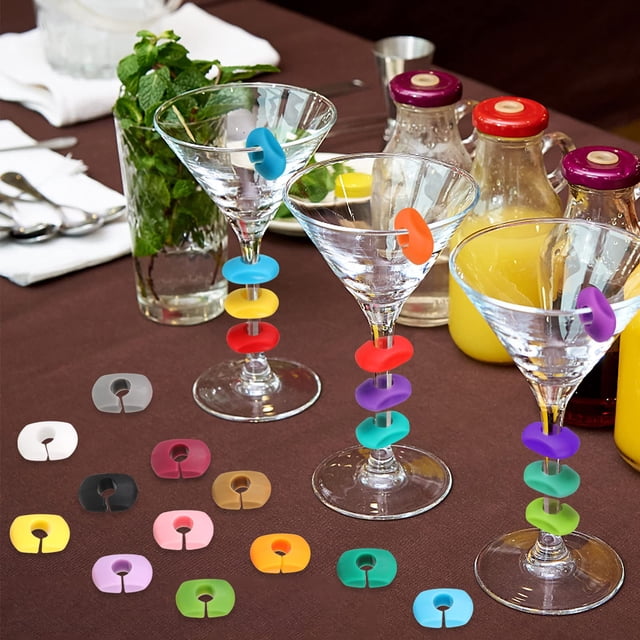 Matsuzay 24 unids/set reconocedor de copa de vino tinto adecuado para el hogar y profesional para marcador de entretenimiento Barra de herramientas