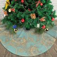 thumbnail image 3 of Christmas Tree Skirt, Orange Green White Paisley Soft Plush Christmas Tree Decorations Indoor, Tree Skirts Mat for New Year Halloween Holiday Christmas Party Decor 30", 3 of 6