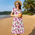 thumbnail image 7 of Bixox Women's Short Sleeve Summer Dress Loose Swing Knee Length Dresses with Pockets-Lilies Flowers, 7 of 7