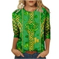 thumbnail image 2 of Xuyuer St Patricks Day Shirt Women Irish Shamrock 3/4 Sleeve Tshirts St Paddys Day Tee Tops St. Patrick's Day T-Shirts Crew Neck Spring Graphic Tee Tops Fashion Casual Pullover T-Shirt Top, 2 of 5