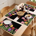 thumbnail image 5 of Easter Tulips Placemats Set&nbsp;of 1 Colorful Flowers Leaves Plant Black Background Heat Insulation Washable Place Mats, Rustic Non-Slip Table Mats for Dining Table Party Kitchen Decor,13x19 Inch, 5 of 9
