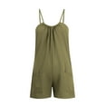 thumbnail image 4 of Penkiiy Women's Summer Casual Breathable Comfort Sports Solid Color Suspender Romper Jumpsuit Romper Shorts 2XL Army Green, 4 of 8