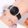 thumbnail image 4 of Reloj de pulsera con correa de PU ajustable para mujer, esfera redonda, reloj decorativo de cuarzo, color negro, 4 of 4