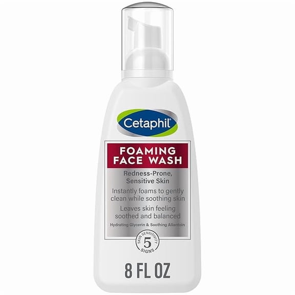 CETAPHIL Redness Relieving Foaming Face Wash For Sensitive Skin , 8 Fl Oz , Gently Cleanses & Calms Sensitive Skin Without Over Drying, (Packaging May Vary) E11