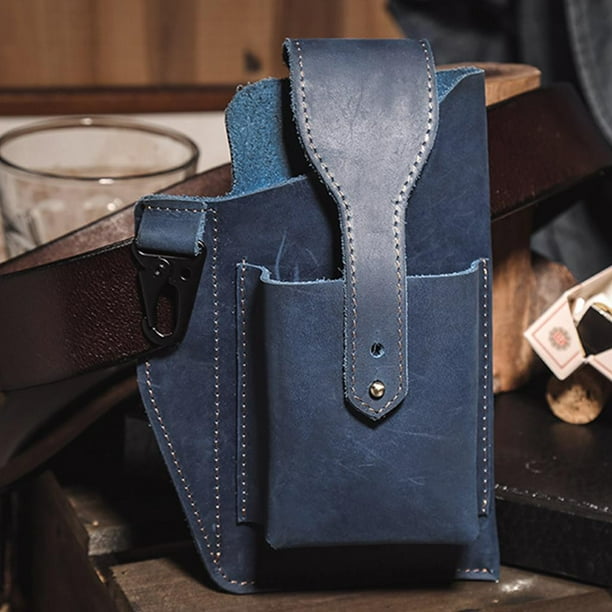 Hombres Funda de cuero para teléfono Bolsa de cinturón Bolsillo colgante Azul Hugo Funda de teléfono para hombres