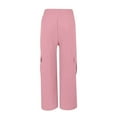 thumbnail image 4 of Black Cargo Pants for Women Women's Work Pants Mid Rise Relaxed Straight Leg Cargo Casual Trousers With Multi Pockets Pink XXL, 4 of 5