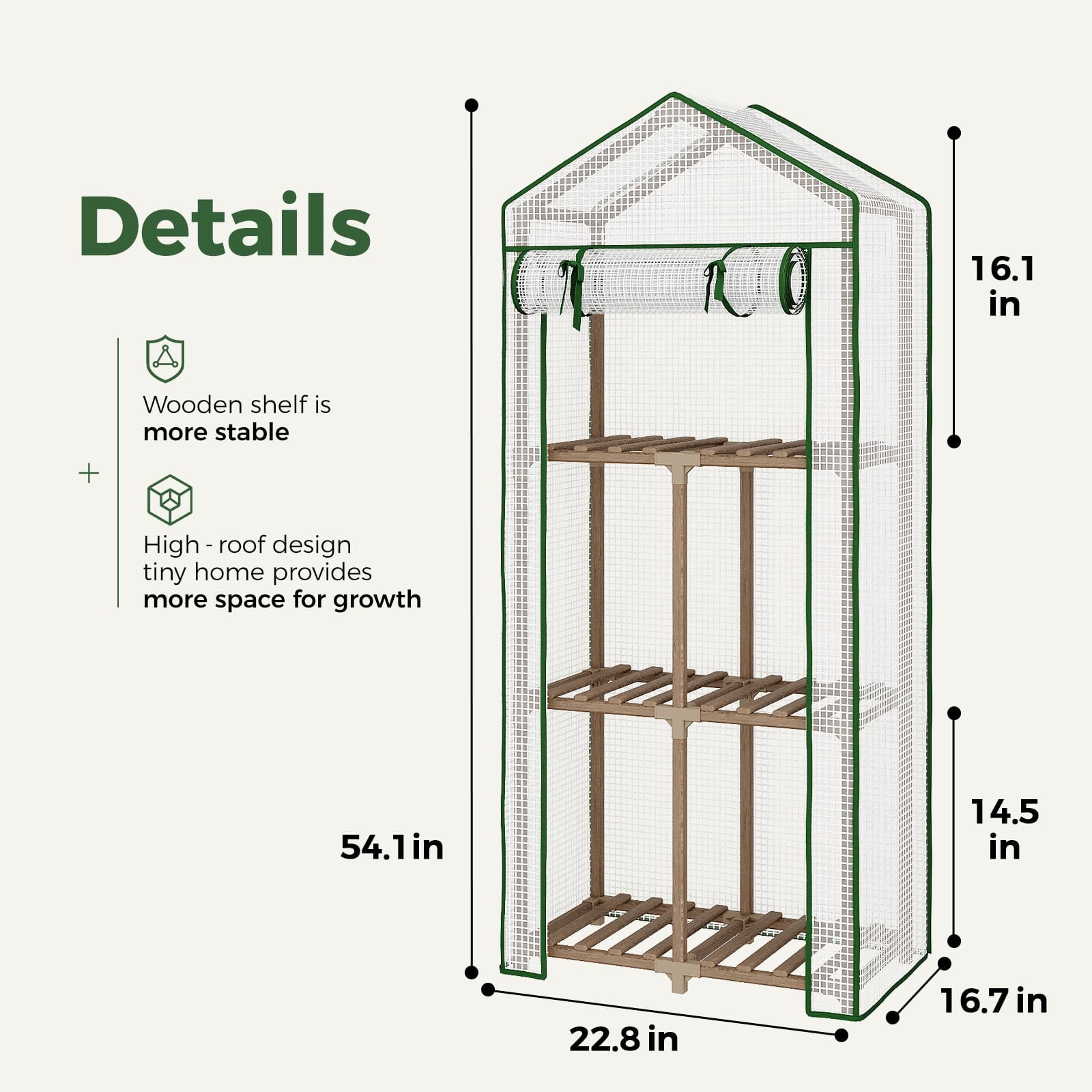 Bamworld Mini Greenhouse for Outdoor 3-Tierd Reusable Portable Warm House with PE Cover Compact Garden and Backyards Portable Rack with Sturdy Eucalyptus Frame Winter-Proof for Plant Protection