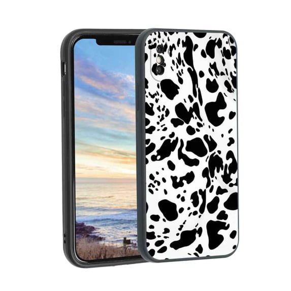Compatible with iPhone XS Max Phone Case, Cow-Print-Abstract-Art-Black-White-Pink-Cute3 Case Men Women, Flexible Silicone Shockproof Case for iPhone XS Max