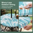 thumbnail image 5 of Round Outdoor Tablecloth with Umbrella Hole and Zipper, Tropical Palm Tree Tablecloth with Elastic Waterproof, Vintage Aqua Exotic Botanical Plants Patio Table Covers for 55" - 60" Pool Tables, 5 of 9