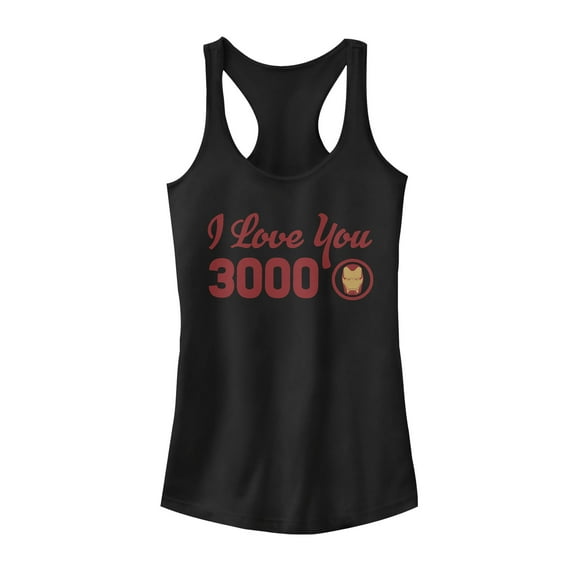Junior's Marvel Iron Man Love 3000 Forever  Racerback Tank Top Black 2X Large