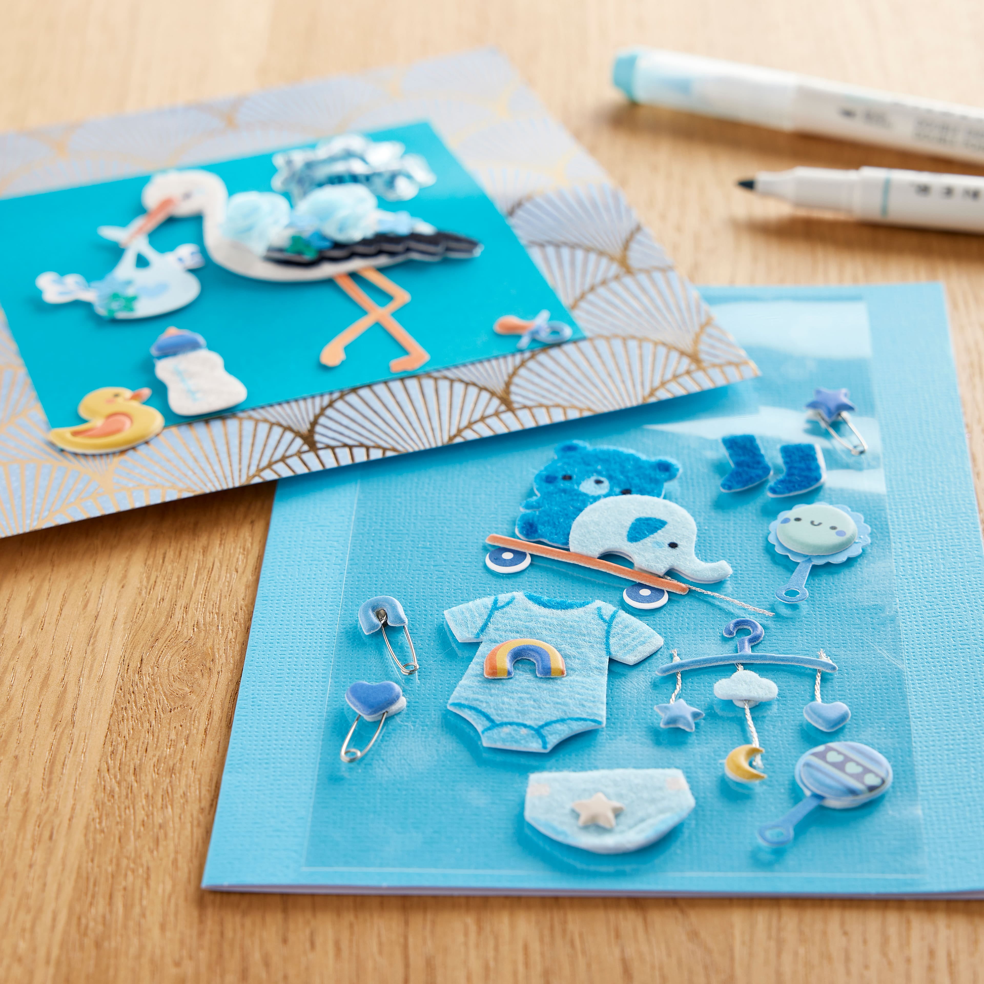 Recollections Baby Boy Stork Dimensional Stickers, 12 Pack