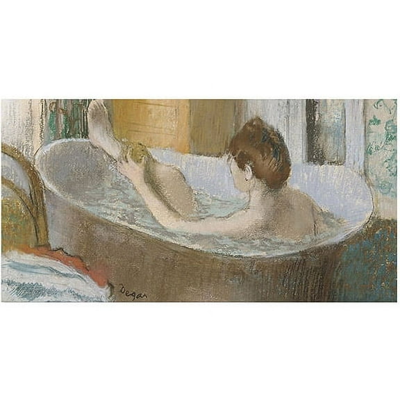 Trademark Fine Art Edgar Degas Woman in Her Bath 1883 Canvas Wall Art - 24x47
