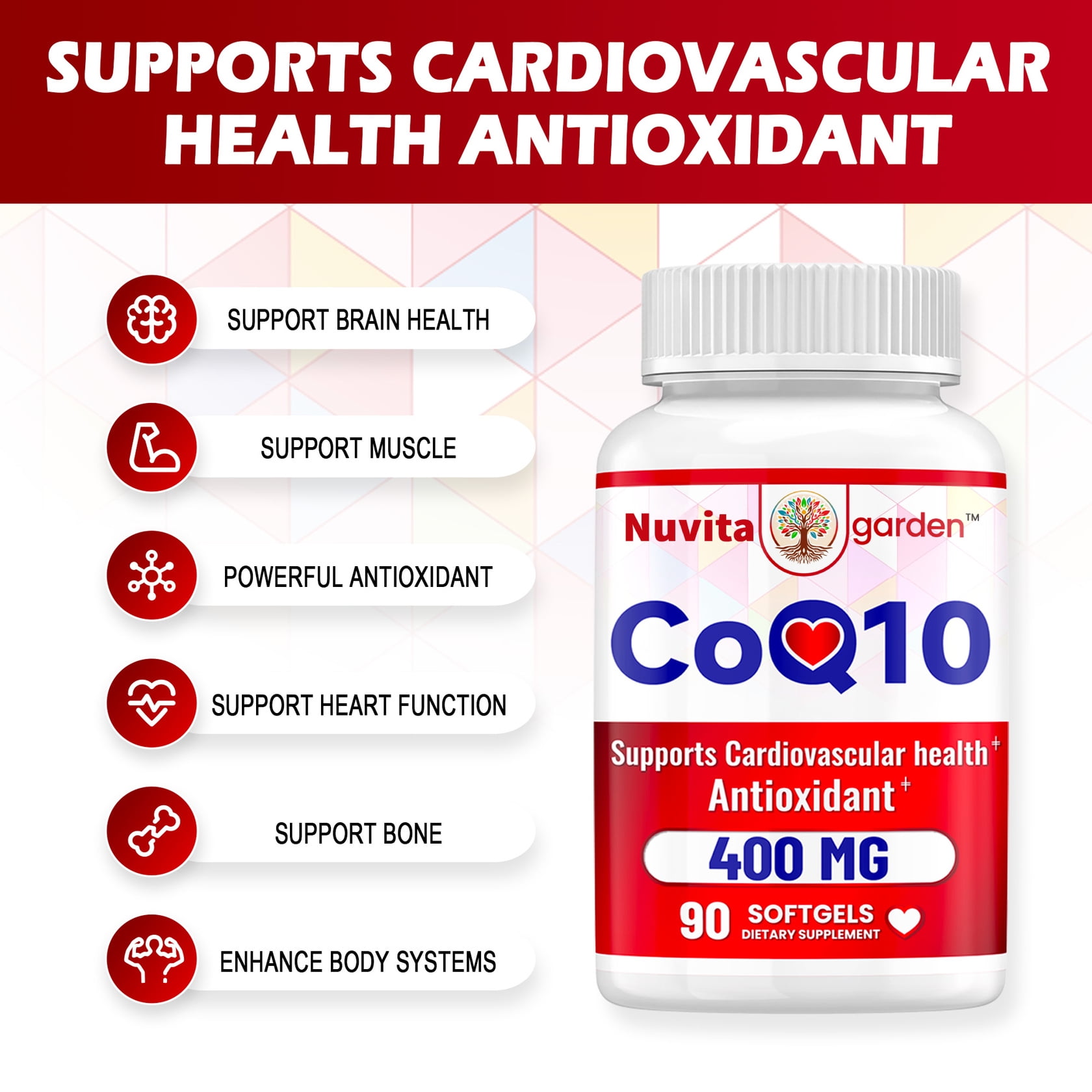 (3 Pack) CoQ10 400mg, 90 Softgels, Stable High Absorption Form – Antioxidant Support for Heart & Energy Health, Coenzyme Q10 Supplement