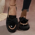 thumbnail image 4 of XUNKUSGA Loafers for Women Cute Bowknot Round Toe Leather Dress Shoes Fashion Color Block Thick Heel Anti Slip Womens Slip On Shoes for Work Daily,Black,5.5, 4 of 6