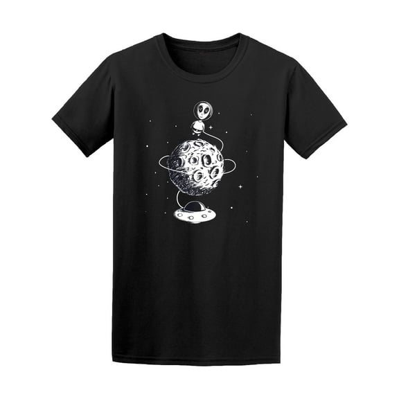 Alien Space Moon Cartoon T-Shirt Men -Image by Shutterstock, Male XX-Large