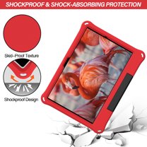 TECH CIRCLE Case for Samsung Galaxy Tab A8 (10.5") (SM-X200) Tablet - Lightweight Plastic Kickstand Case Portable Handle Protective Cover for Kids (Red)