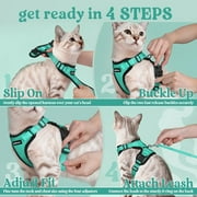 Rabbitgoo Cat Harness and Leash for Walking, Escape Proof Soft Adjustable Vest Harnesses for Cats, Easy Control Breathable Reflective Strips Jacket,Green